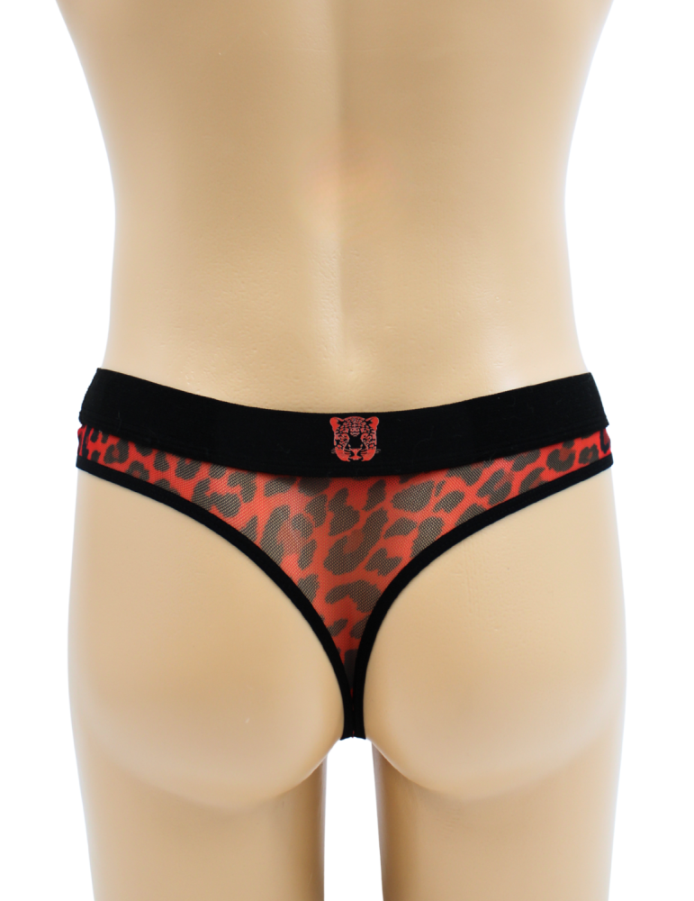 String en résille imprimé léopard rouge - LM2501-57RED