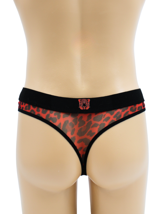 String en résille imprimé léopard rouge - LM2501-57RED