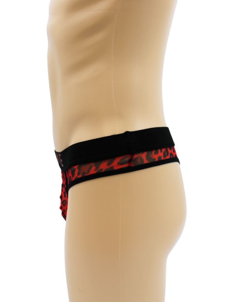 String en résille imprimé léopard rouge - LM2501-57RED