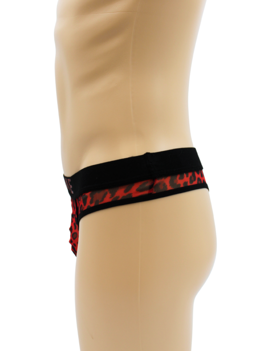 String en résille imprimé léopard rouge - LM2501-57RED