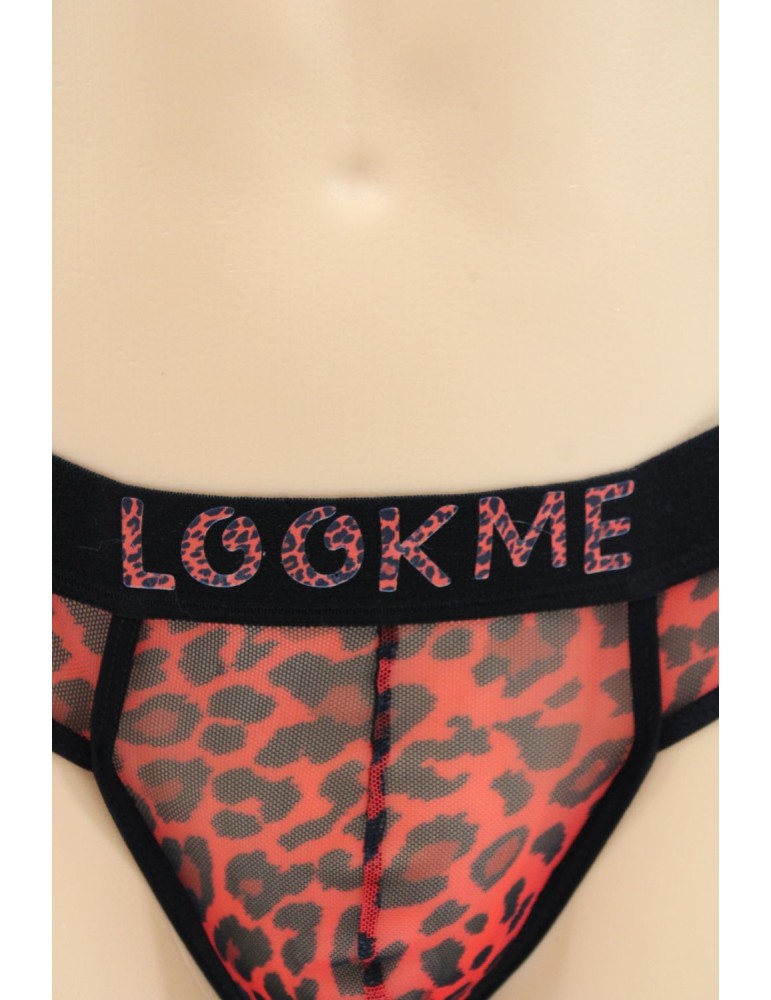 String en résille imprimé léopard rouge - LM2501-57RED