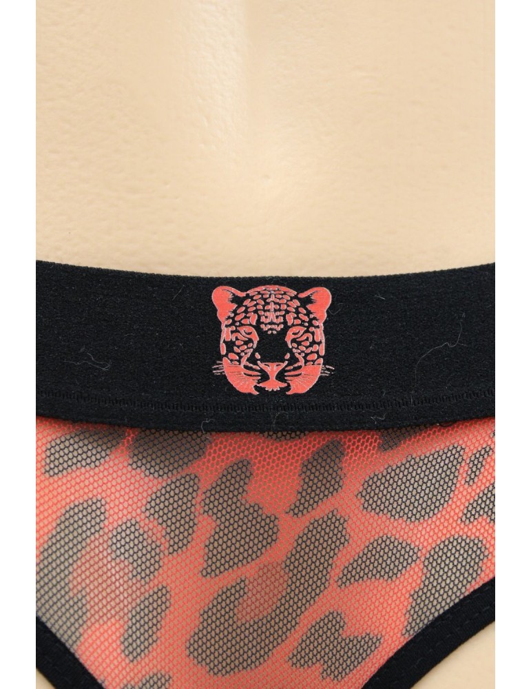String en résille imprimé léopard rouge - LM2501-57RED