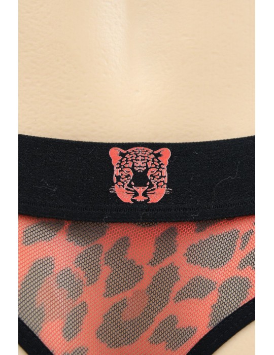 String en résille imprimé léopard rouge - LM2501-57RED