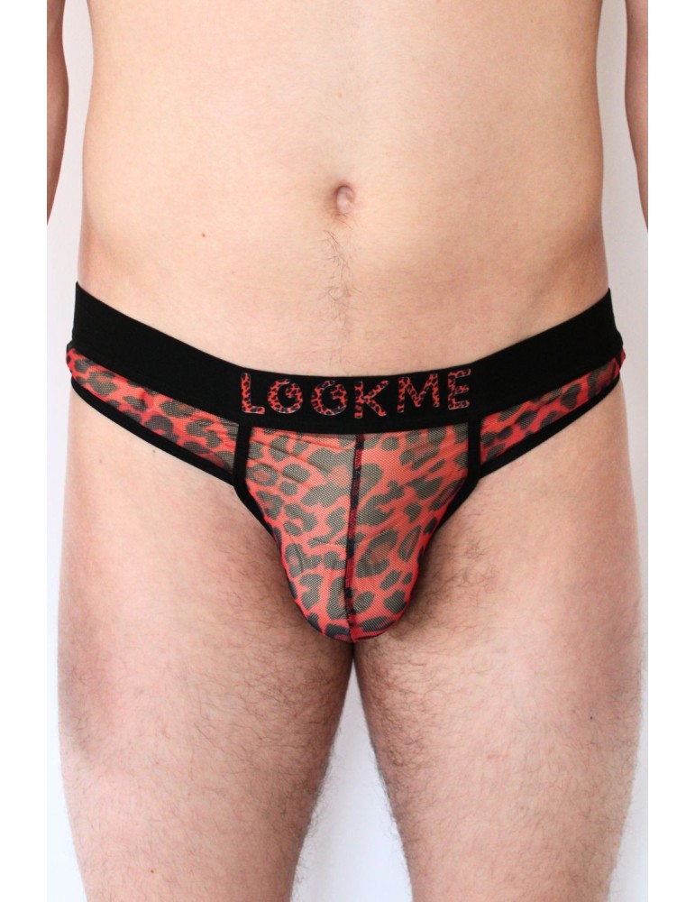 String en résille imprimé léopard rouge - LM2501-57RED