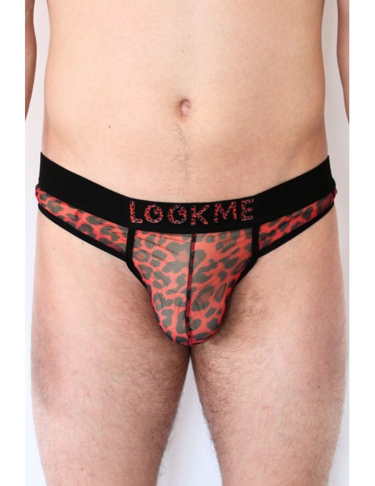String en résille imprimé léopard rouge - LM2501-57RED