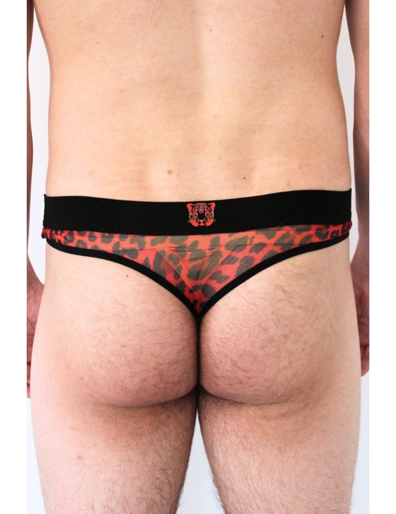 String en résille imprimé léopard rouge - LM2501-57RED