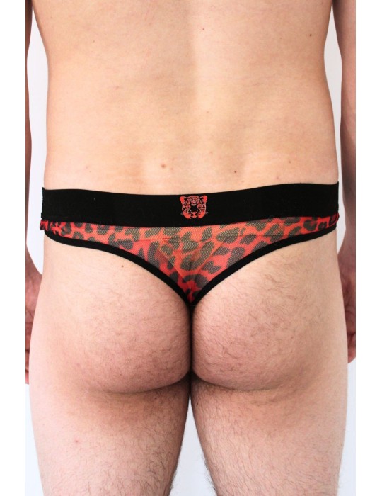 String en résille imprimé léopard rouge - LM2501-57RED