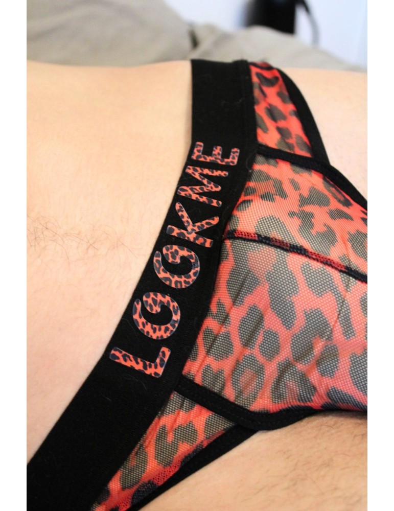 String en résille imprimé léopard rouge - LM2501-57RED