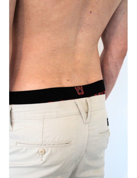 String en résille imprimé léopard rouge - LM2501-57RED