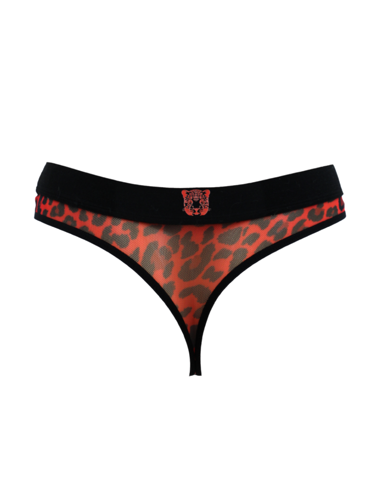 String en résille imprimé léopard rouge - LM2501-57RED