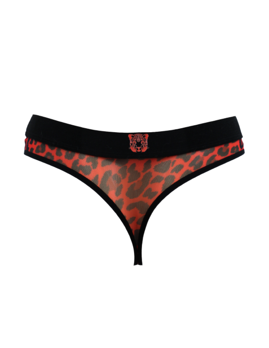 String en résille imprimé léopard rouge - LM2501-57RED