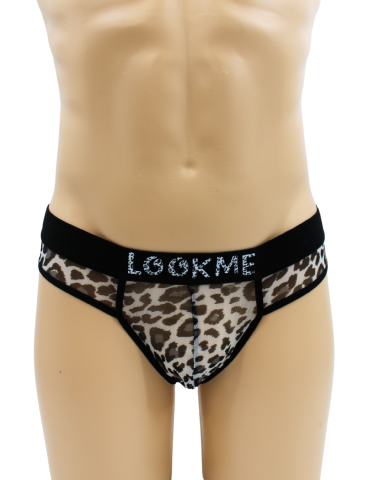 String en résille imprimé léopard gris - LM2501-57GREY 2