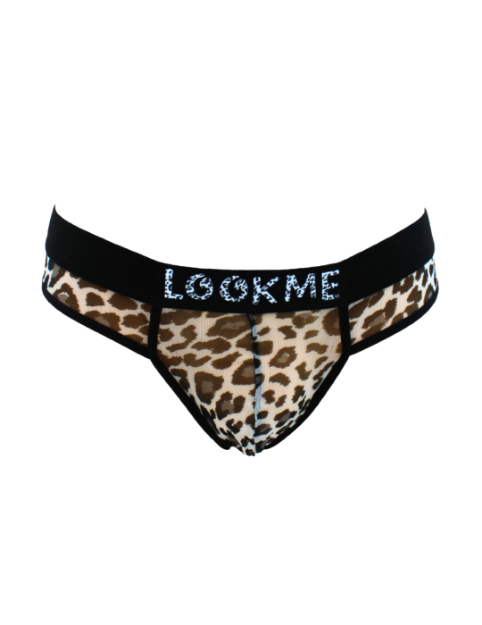 String en résille imprimé léopard gris - LM2501-57GREY