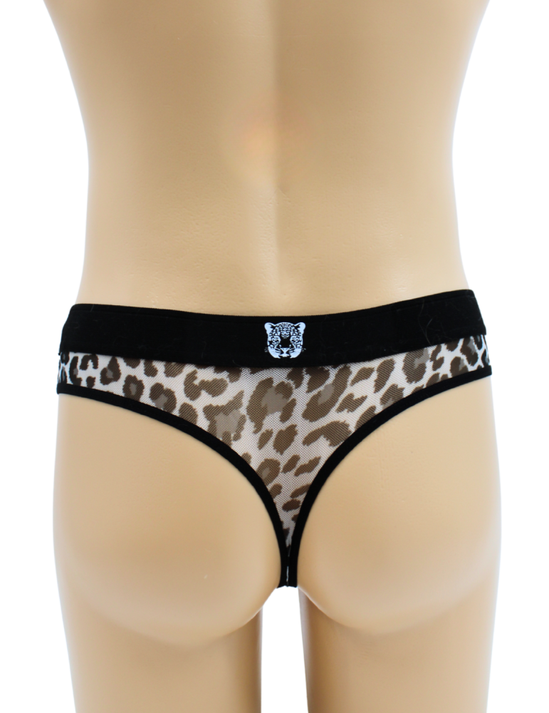 String en résille imprimé léopard gris - LM2501-57GREY