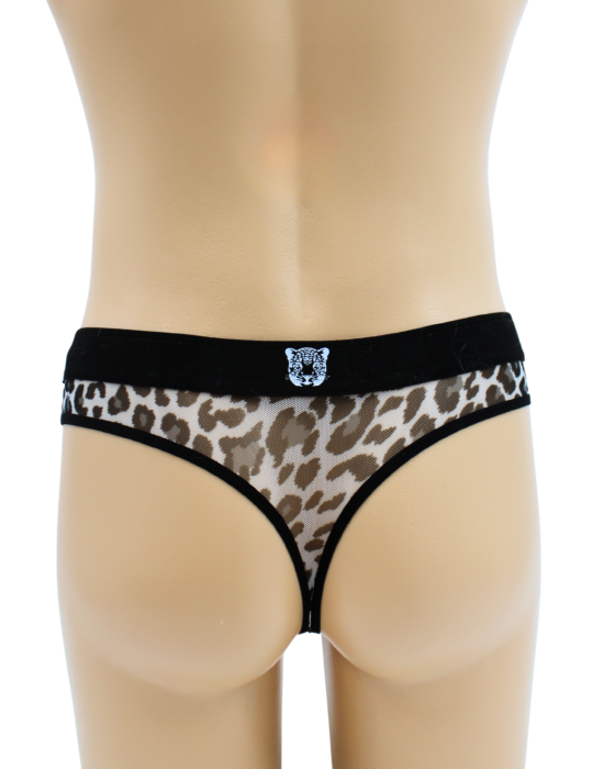 String en résille imprimé léopard gris - LM2501-57GREY