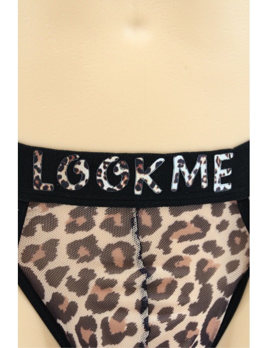 String en résille imprimé léopard - LM2501-57LEO