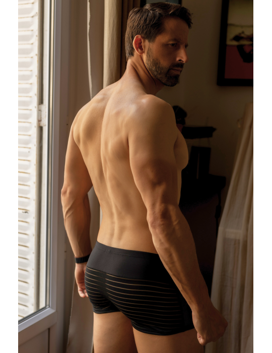 Boxer noir rayé opaque et transparent - LM2906-67BLK