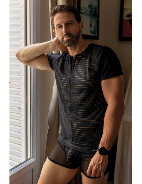 Boxer noir rayé opaque et transparent - LM2906-67BLK