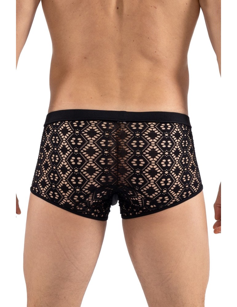 Boxer noir résille brodée Shinny - LM2407-67BLK