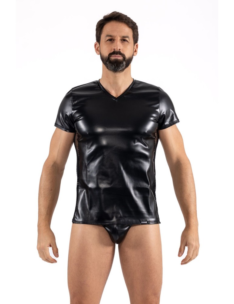 T-Shirt noir Black Desire en simili cuir - LM2401-81BLK T-Shirt noir Black Desire en simili cuir - LM2401-81BLK