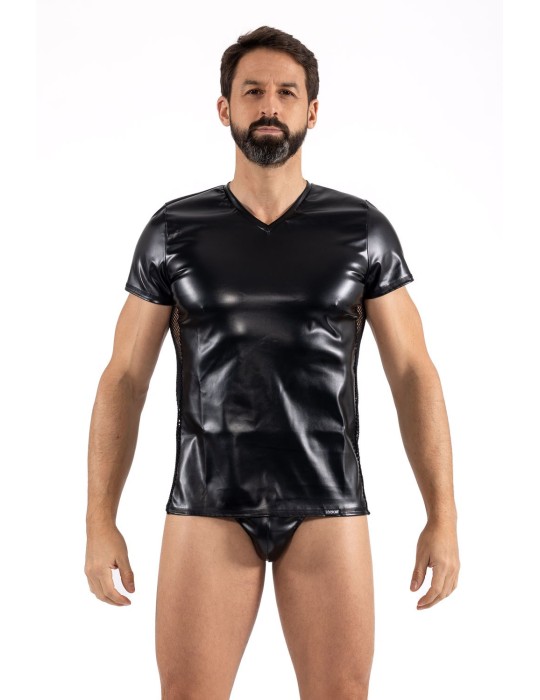 T-Shirt noir Black Desire en simili cuir - LM2401-81BLK T-Shirt noir Black Desire en simili cuir - LM2401-81BLK