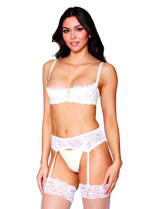 Soutien-gorge Demi-seins à armatures en fine dentelle blanche - DG13252WHT Soutien-gorge Demi-seins à armatures en fine dentelle blanche - DG13252WHT