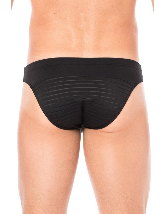 Slip noir rayé opaque et transparent - LM2906-61BLK