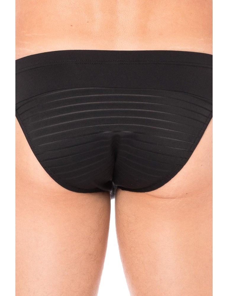 Slip noir rayé opaque et transparent - LM2906-61BLK