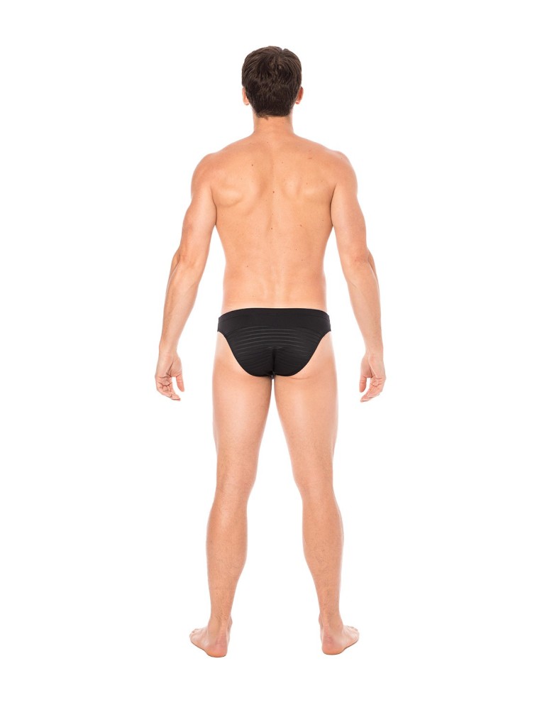 Slip noir rayé opaque et transparent - LM2906-61BLK