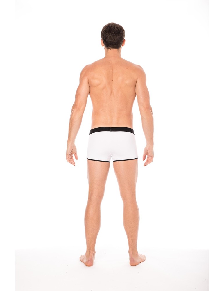 Mini-Pants blanc échancré avec zip - LM2003-68WHT