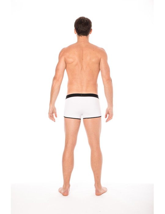 Mini-Pants blanc échancré avec zip - LM2003-68WHT