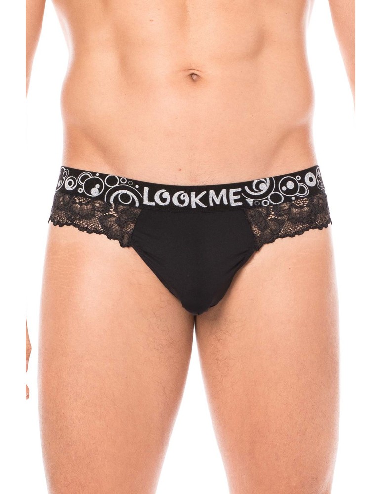 String noir en dentelle délicate - LM2006-57BLK String noir en dentelle délicate - LM2006-57BLK