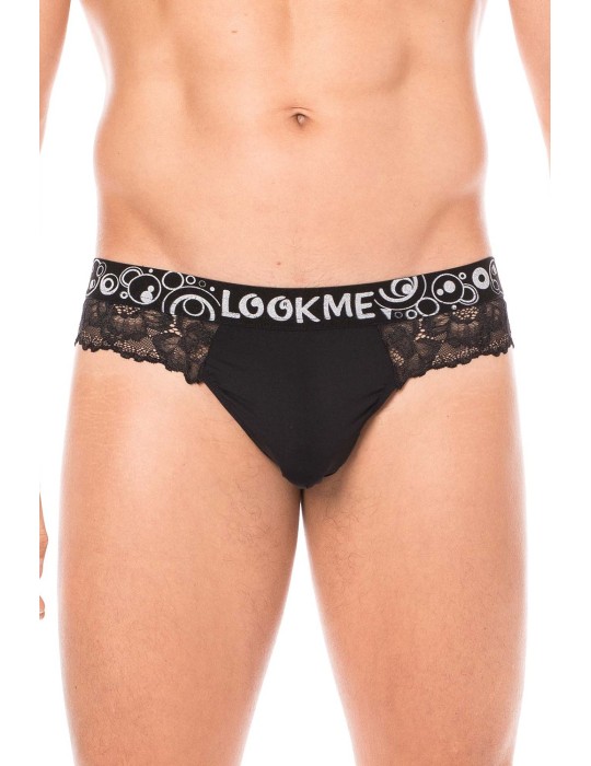 String noir en dentelle délicate - LM2006-57BLK String noir en dentelle délicate - LM2006-57BLK