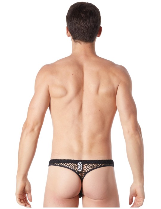 String noir sexy filet irrégulier fétichiste - LM810-57BLK
