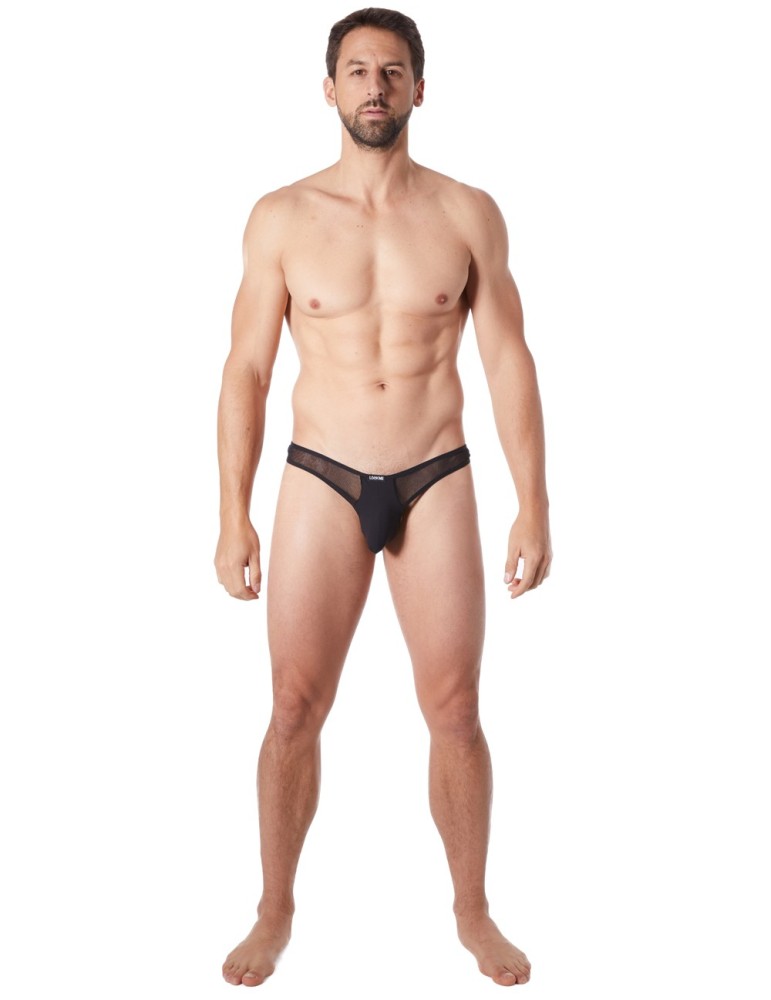 String noir sexy avec fine résille - LM805-57BLK