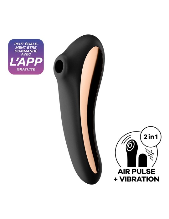 2 en 1 Stimulateur de clitoris et vibromasseur connecté USB noir Dual Kiss Satisfyer - CC597797 2 en 1 Stimulateur de clitoris et vibromasseur connecté USB noir Dual Kiss Satisfyer - CC597797