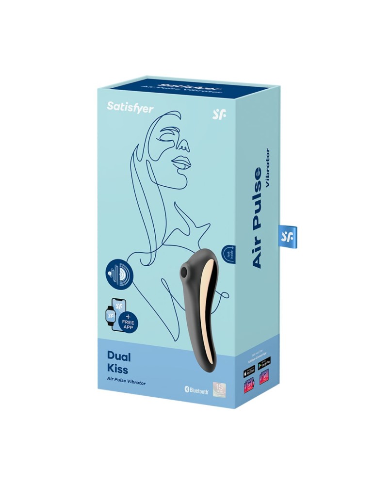 2 en 1 Stimulateur de clitoris et vibromasseur connecté USB noir Dual Kiss Satisfyer - CC597797