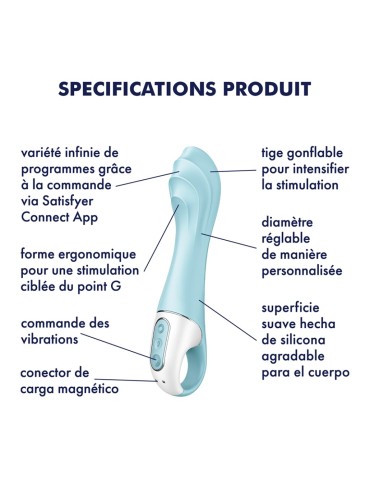 Vibromasseur gonflant connecté bleu USB Air Pump Vibrator 5 Satisfyer - CC597802 2