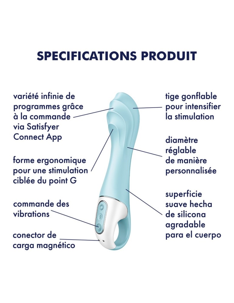 Vibromasseur gonflant connecté bleu USB Air Pump Vibrator 5 Satisfyer - CC597802