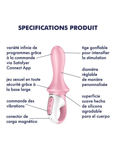 Vibromasseur anal gonflant connecté rose USB Air Pump Booty 5 Satisfyer - CC597803 2