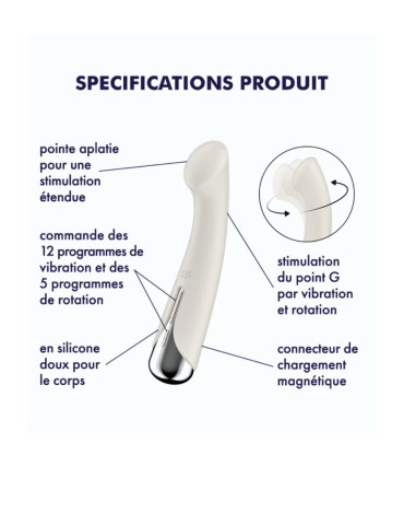 Vibromasseur point G tête rotative blanc USB Spinning g-spot 1 Satisfyer - CC597857 2