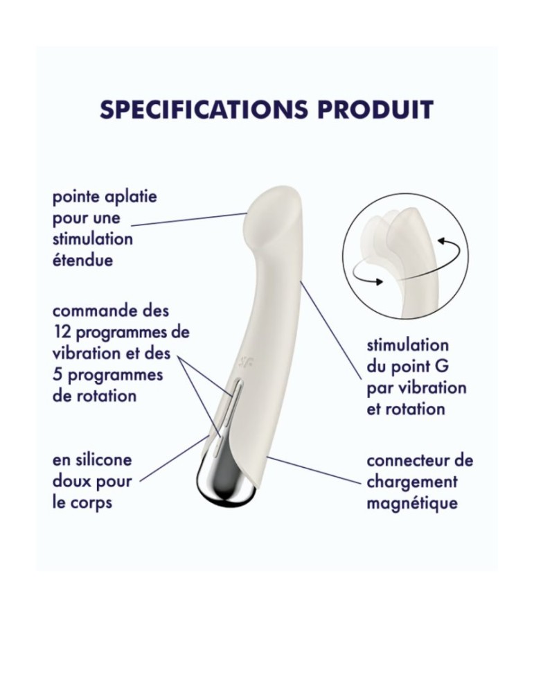 Vibromasseur point G tête rotative blanc USB Spinning g-spot 1 Satisfyer - CC597857