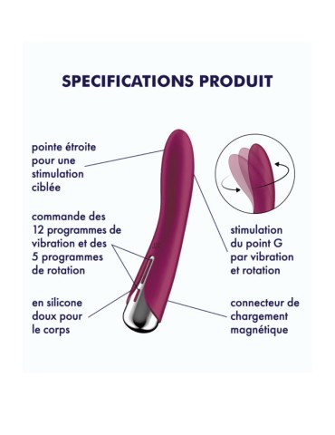 Vibromasseur USB tête rotative point G rouge Spinning Vibe 1 Satisfyer - CC597855 2
