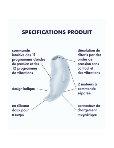 Stimulateur de clitoris vibration et air pulsé USB bleu Seal You Soon Satisfyer - CC597851 2