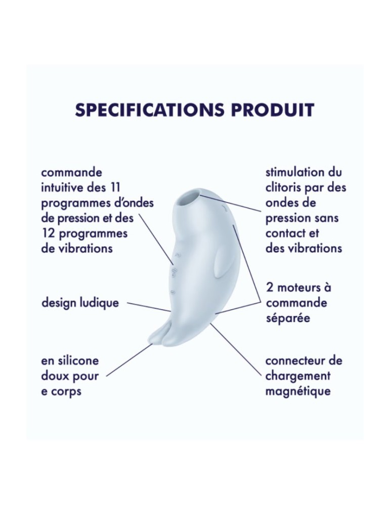 Stimulateur de clitoris vibration et air pulsé USB bleu Seal You Soon Satisfyer - CC597851