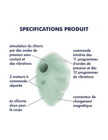 Stimulateur clitoridien par onde de pression sans contact et par vibration USB vert menthe, Cloud Dancer Satisfyer - CC597838 2