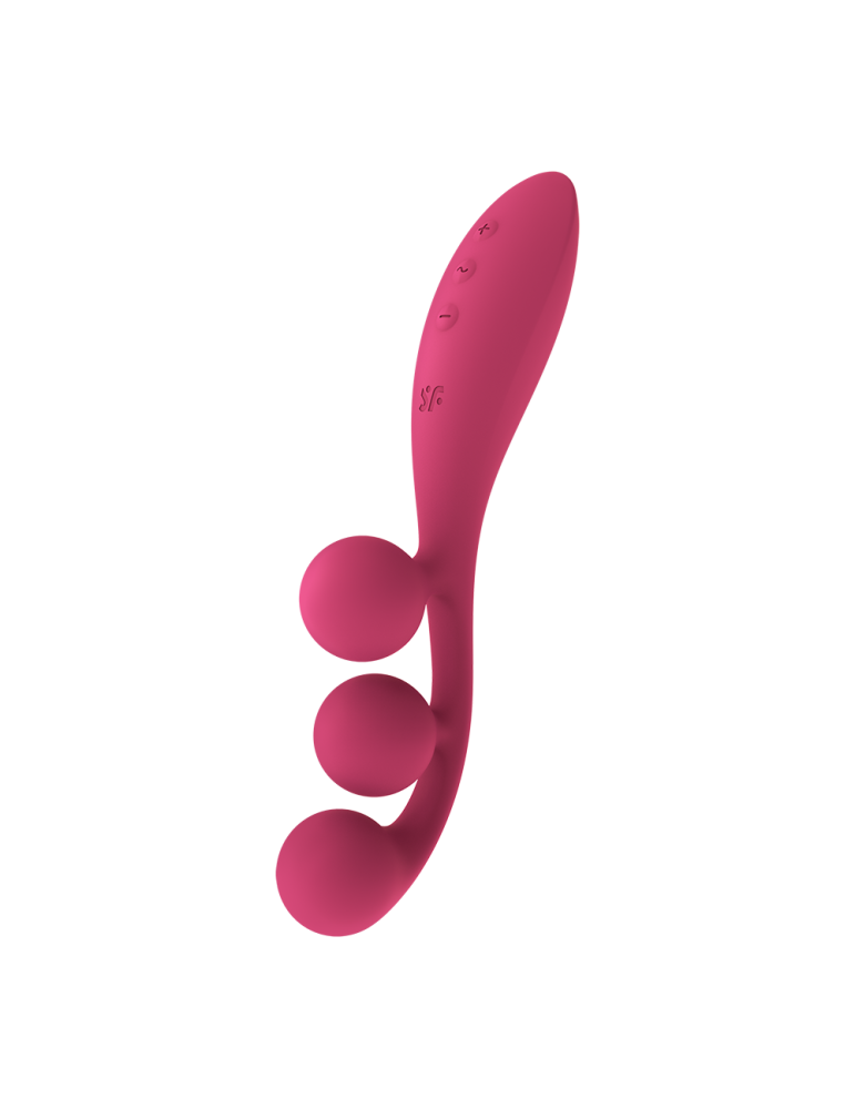 Vibromasseur triple stimulation flexible, anal, vaginale, clitoridienne Tri Ball rouge USB Satisfyer - CC597817