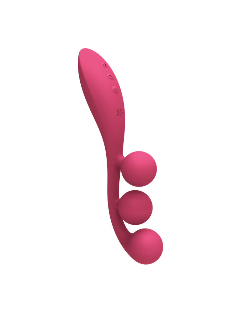 Vibromasseur triple stimulation flexible, anal, vaginale, clitoridienne Tri Ball rouge USB Satisfyer - CC597817