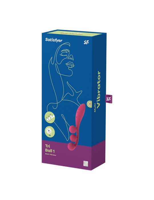 Vibromasseur triple stimulation flexible, anal, vaginale, clitoridienne Tri Ball rouge USB Satisfyer - CC597817