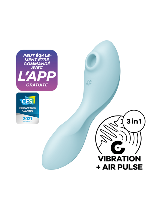 Vibromasseur connecté 3 en 1 Bleu USB Curvy Trinity 5 - CC597823 Vibromasseur connecté 3 en 1 Bleu USB Curvy Trinity 5 - CC597823